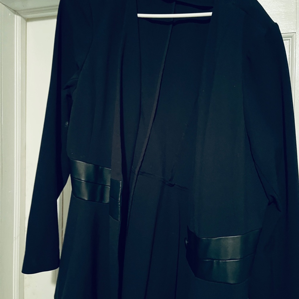 Chic Black Blazer with Leather Accents